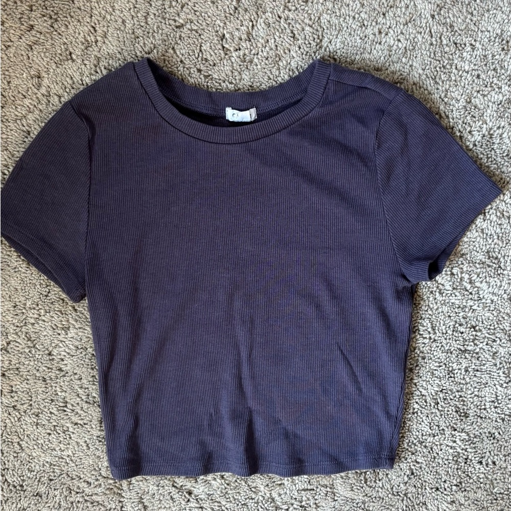 Garage Dark Purple Ribbed Crop Top